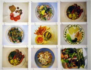 Title: Daily Dinners- A Portrait in Food Dimensions: 1m x 1.5m 2011 Materials: photography and short text